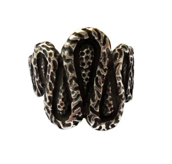 Brutalist Sterling Silver Ring Size Q UK.Statement Silver Ring .Vintage Silver Ring.Snake Silver Ring.Boho Silver Ring.