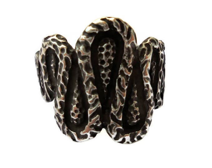 Brutalist Sterling Silver Snake Ring - Boho Statement Jewelry, UK Size Q