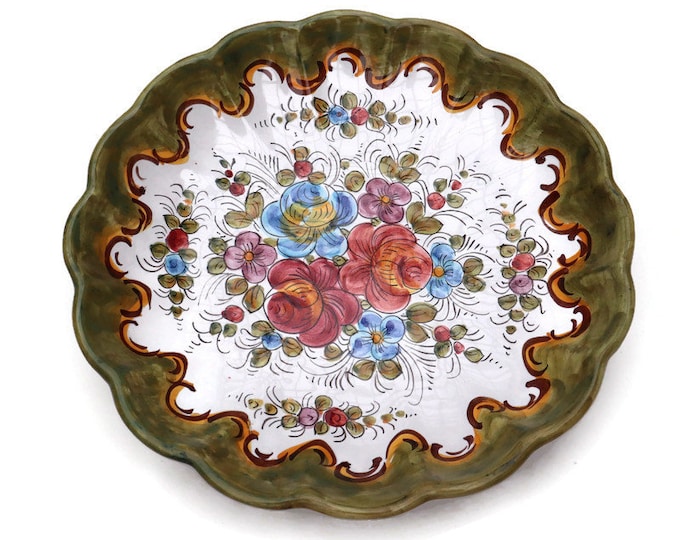 Large Deruta Hand Painted Ceramic Wall plate D 12.2 '' .Mediterranean Wall Decor