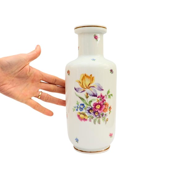 Vintage Large Unter Weiss Bach Floral Porcelain Vase, Pretty Floral Ceramic Vase