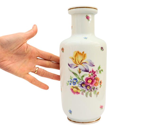Vintage Unter Weiss Bach Floral Porcelain Vase, Made in Germany
