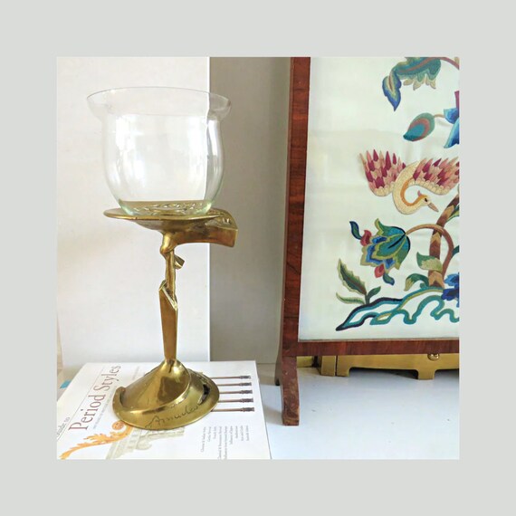 Organic Art Cast Brass Pedestal Candle Holder By Kurt Jesch for Amadeo ,Austrian Mid Century Candleholder.