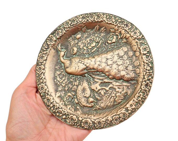 Solid Brass Peacock Tray: Unique Boho Home Decor