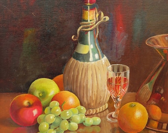 Mid Century Still Life  Oil Painting On Canvas  Signed By Mr R P Haines OBE  H 20.5'' .