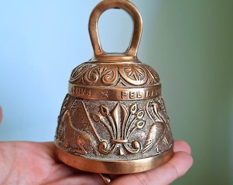 Larger version English Brass Sanctuary Church Bell Leo Aquila Agnus Pelicanus , Victorian Style Brass Bell, Gift for a teacher