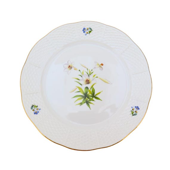 Herend Bermuda Flowers Plate: Hand-Painted Porcelain with 24k Gold