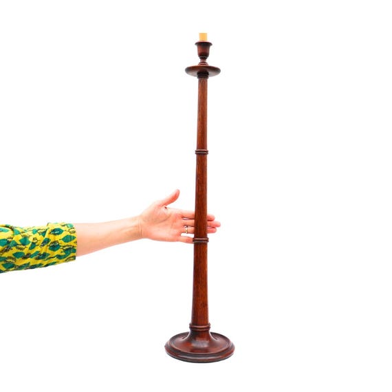 Antique Super Large Church Mohogany Wood Candleholder H 30.7''