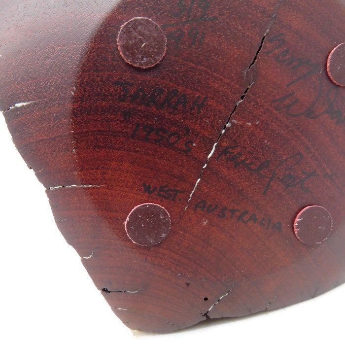 1950'S Jarrah Wood Fence Post Weed Pot Sculpture Made in West Australia