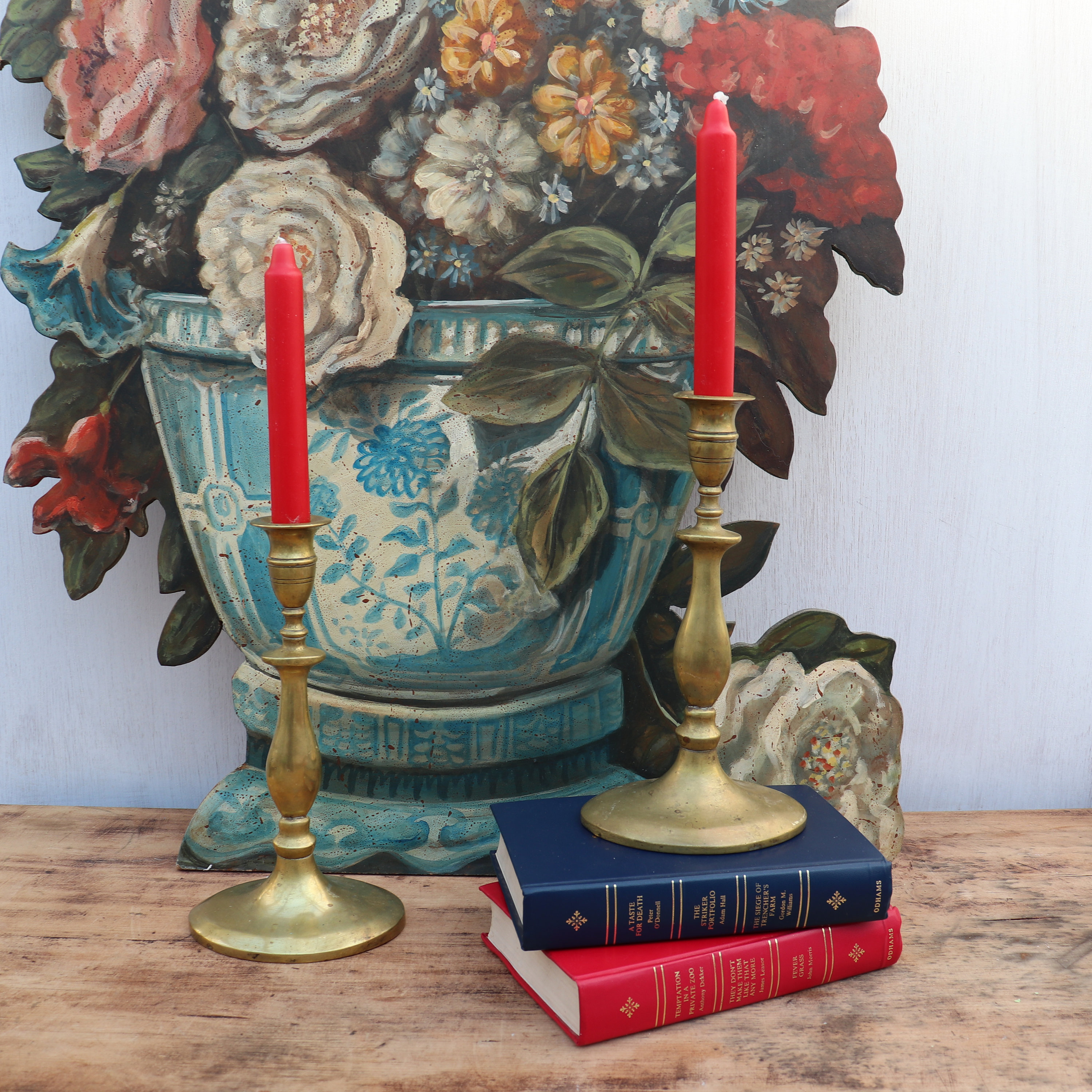 Tall Brass Candlestick Holders with Oval bases