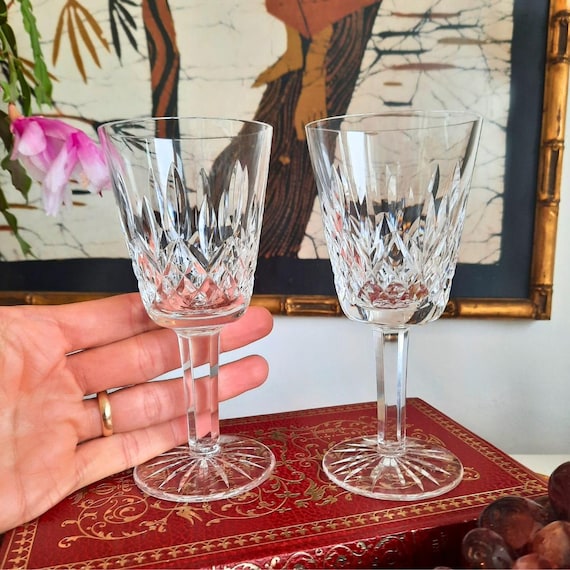 Waterford Crystal Lismore Pattern Claret/ Sherry Wine Glasses Pair H 5.5 inches High