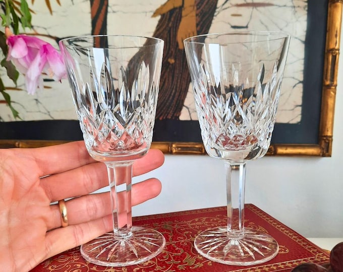 Waterford Crystal Lismore Pattern Claret/ Sherry Wine Glasses Pair H 5.5 inches High