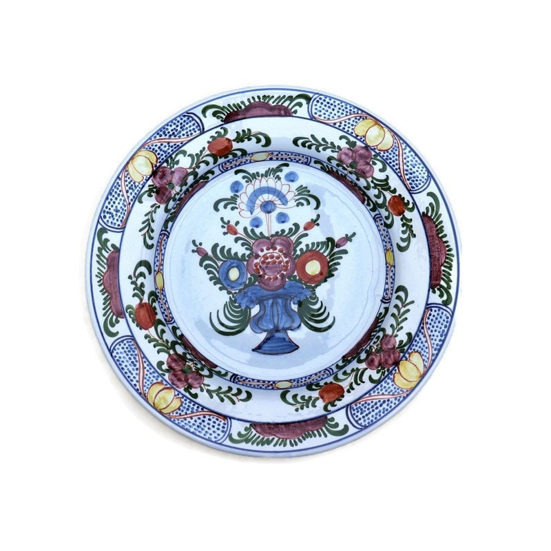 Large Greek Hand Painted Wall Plate Made in Skyros ,Greece Plate D 12.2