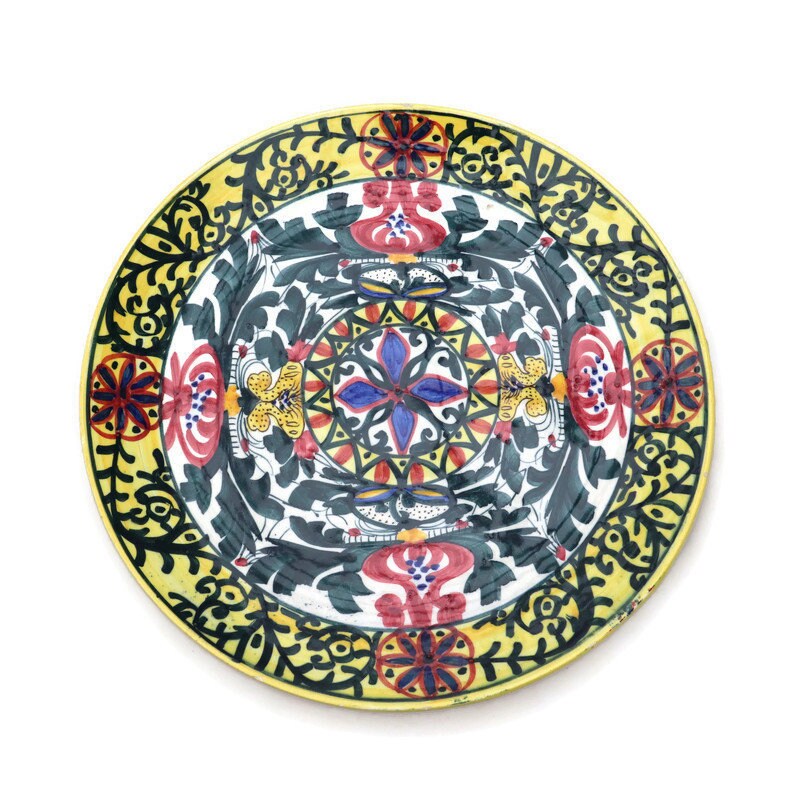 Large Spanish Hand Painted Ceramic Wall plate D 15 &rsquo;&rsquo; .Mediterranean