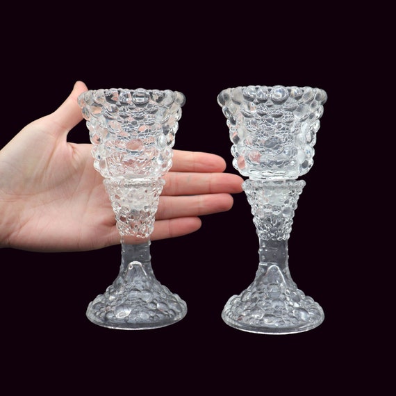 Partylite Brutalist Glass Candleholders, Bubble Tea Lights Candleholders, Mid Century Candleholders.