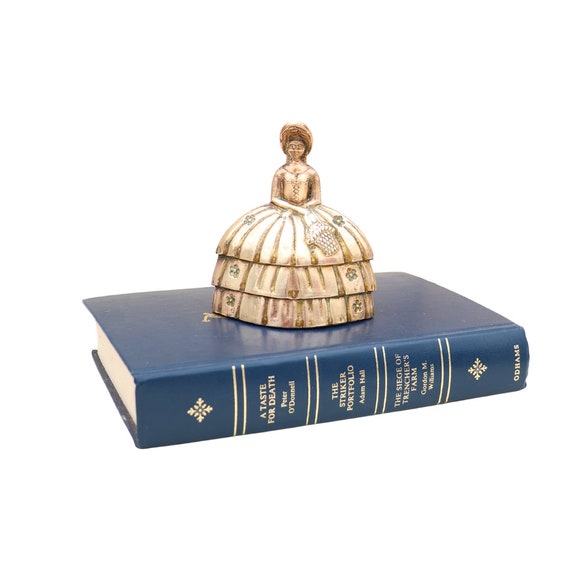 Vintage Brass Crinolline Lady Hand Bell, Crinolline Lady Decor, Gift For Teacher