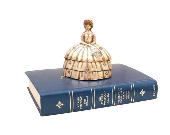 Vintage Brass Crinoline Lady Bell: 1930s British Decor