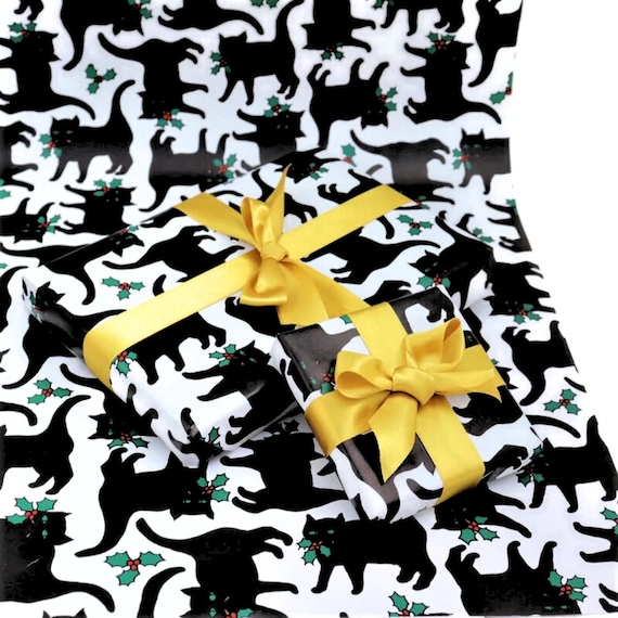 Vintage 1995 Black Cats Wrapping Paper By Catherine Brighty For Brighteyes. Free UK Shipping. New Old Stock.