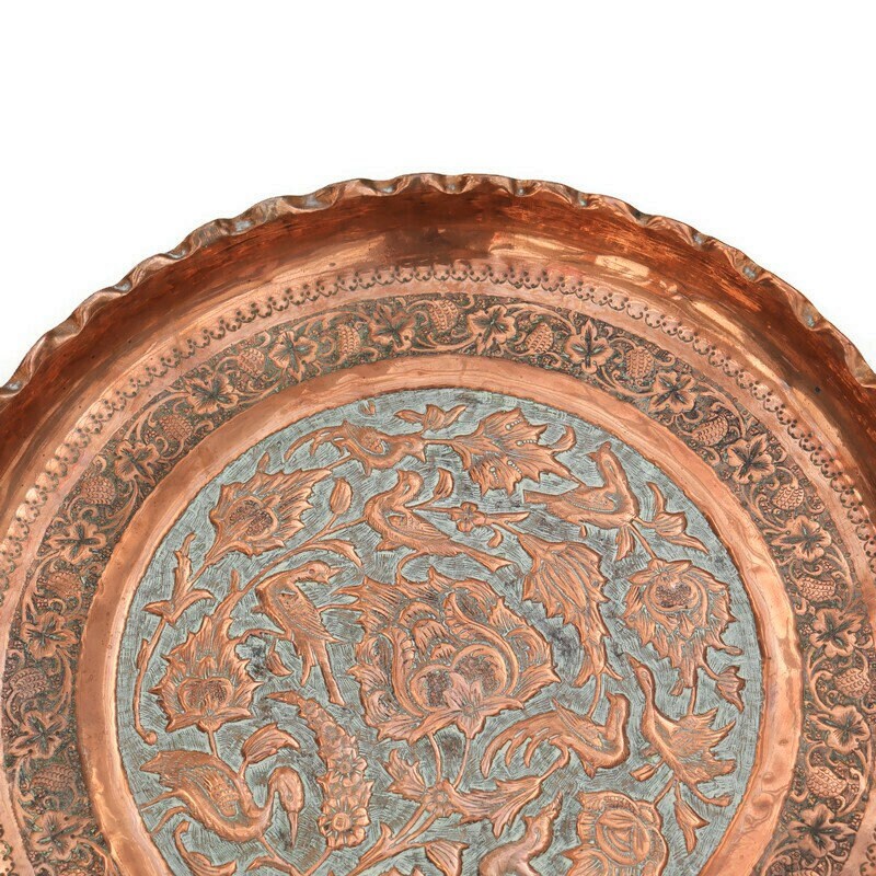 Middle Eastern Embossed Copper Wall Hanging Tray D 35 cm or 14''.