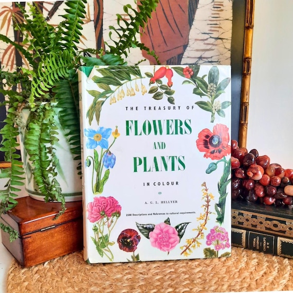 1966 The Treasury of Flowers and Plants in Colour A G L Hellyer Book, Pretty Illustrations Botanical Book