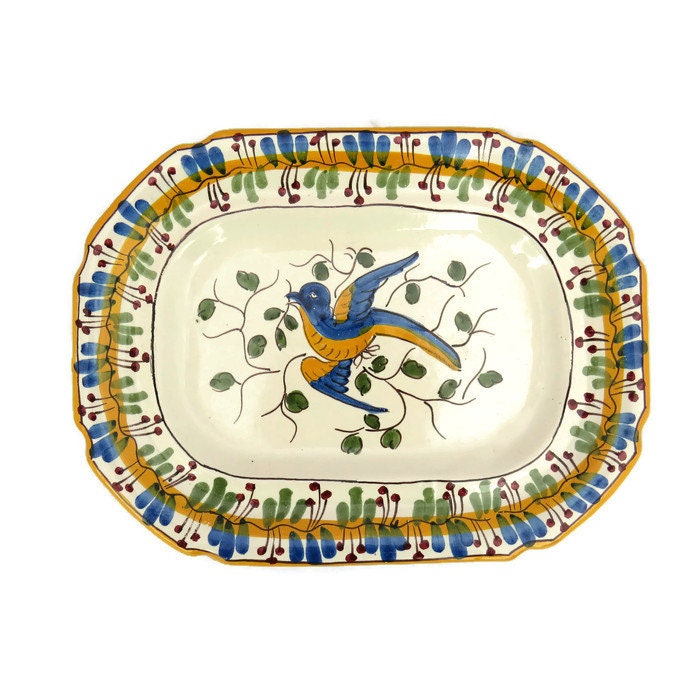 Portuguese Ceramic Hand Painted Plate By V L Lisbon Ceramics.Hand