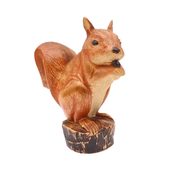 Purbeck Pottery Squirrel with Nut H 5.9 inches tall, Animal Ornament Made in England