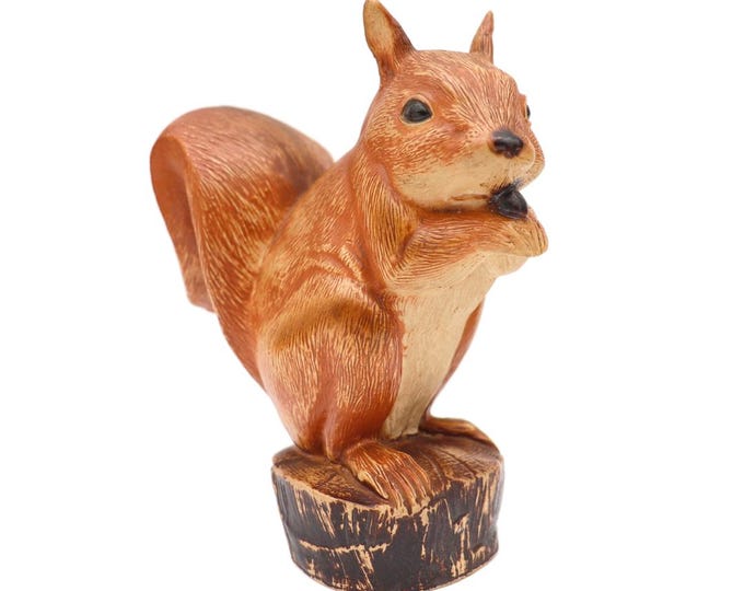 Purbeck Pottery Squirrel with Nut H 5.9 inches tall, Animal Ornament Made in England