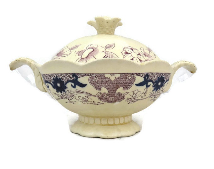 Antique Masons Ironstone Tureen: Floral Oriental Design, Early 20th Century