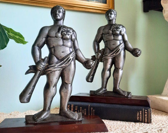 Antique Hercules Sculptures From HMS Hercules Tampions On Bakelite Bases Pair , Maritime Decor