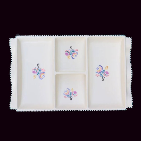 Mid Century Snack Serving Dish Hors d'oevres dish By Poole Pottery Made In England . 50's Snack Serving Dish.