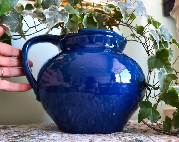 Large Antique Arts And Crafts Blue Glazed Brannam Barum Pottery Jug Vase
