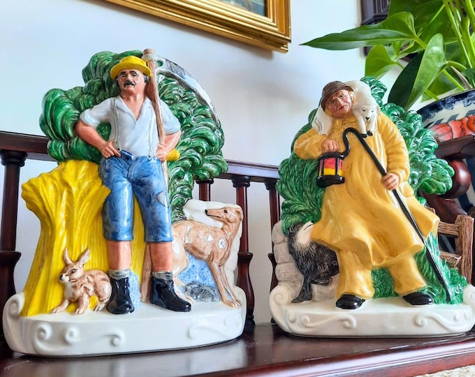 Vintage Mason's Ironstone Staffordshire Flatback Wall Plaques or Fireplace Ornaments Spring And Autu,m Made In England