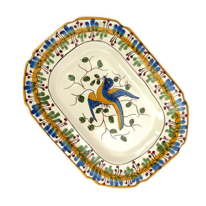 Portuguese Ceramic Hand Painted Plate By V L Lisbon Ceramics.Hand