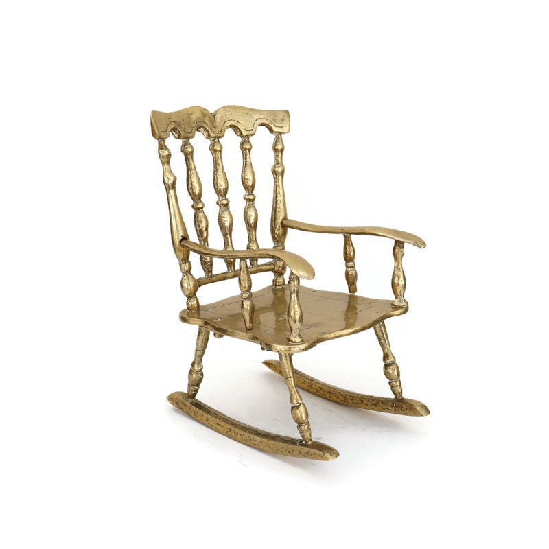 Large Brass Rocking Chair, Mid Century Brass Accent Pieces, Doll ...