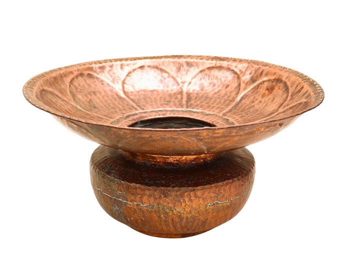 Antique Hand Hammered Copper Jardiniere Planter: Arts and Crafts Spitoon