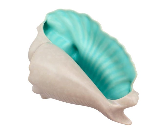 Poole Pottery Concha Shell Ornament: MCM Ice Blue Decor