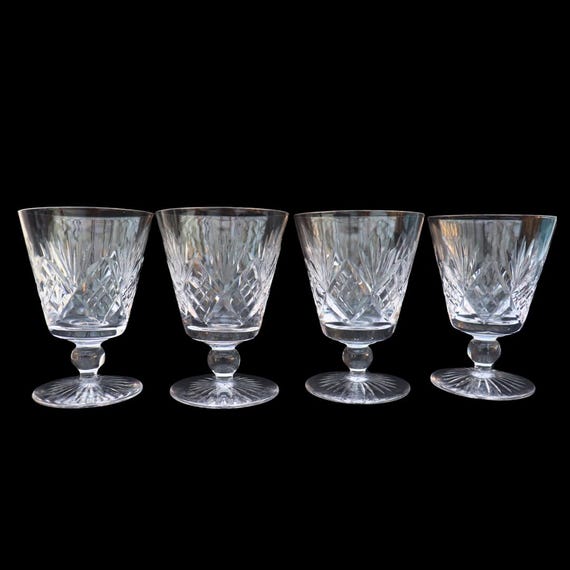 4 Crystal short stem wine/ port glasses, made by Royal Doulton ''Juno'' pattern. Excellent Condition 125 ml