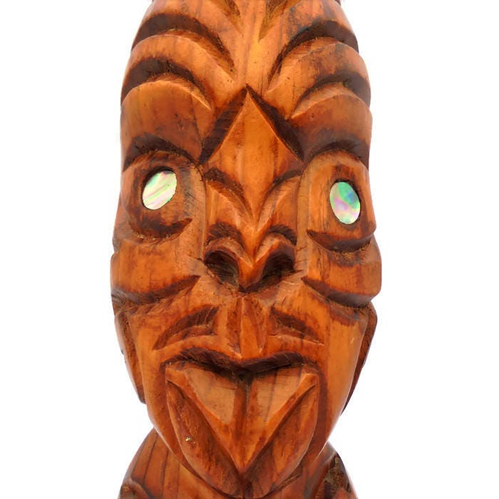 Large 30 CM Tekoteko Sculpture Totem with Paua shell eyes/New Zealand