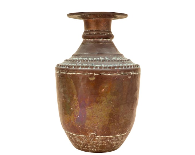 Vintage Nepalese Copper Gagri: Handcrafted Rustic Vase
