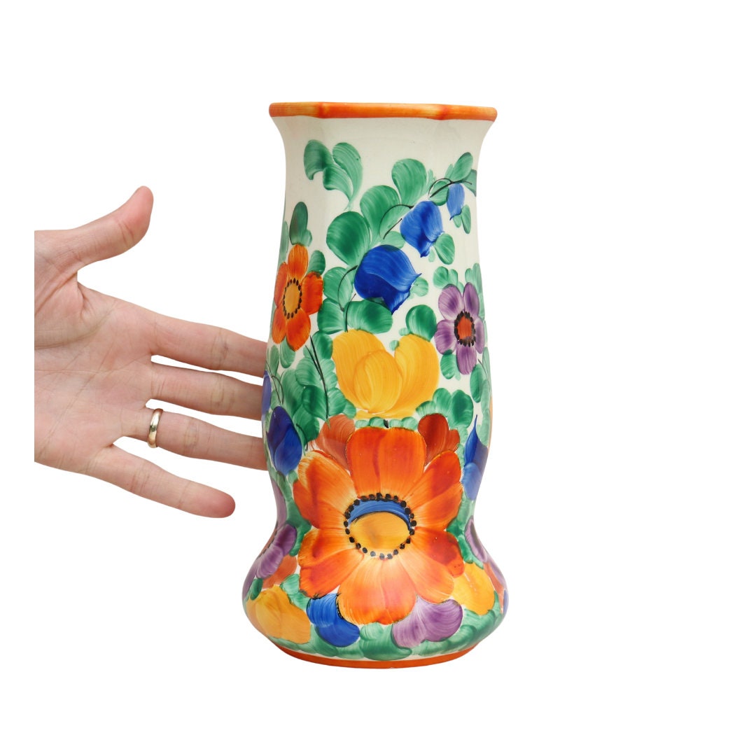Large Art Deco Floral Vase By Ditmar Urbach, Cezch Ceramic Vase , Art