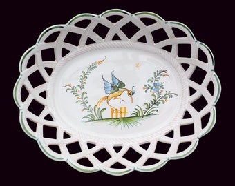 French Ceramic Hand Painted Ceramic Bowl With Ave Phoenix Decoration By Martres Tolosane .