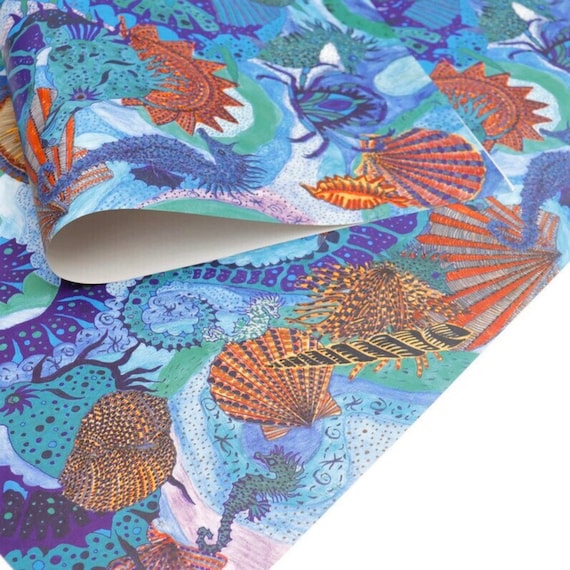 Vintage 1995 Seahorse Gift Wrapping Paper By Catherine Brighty For Brighteyes. Free UK Shipping. New Old Stock Eco Friendly Wrapping paper