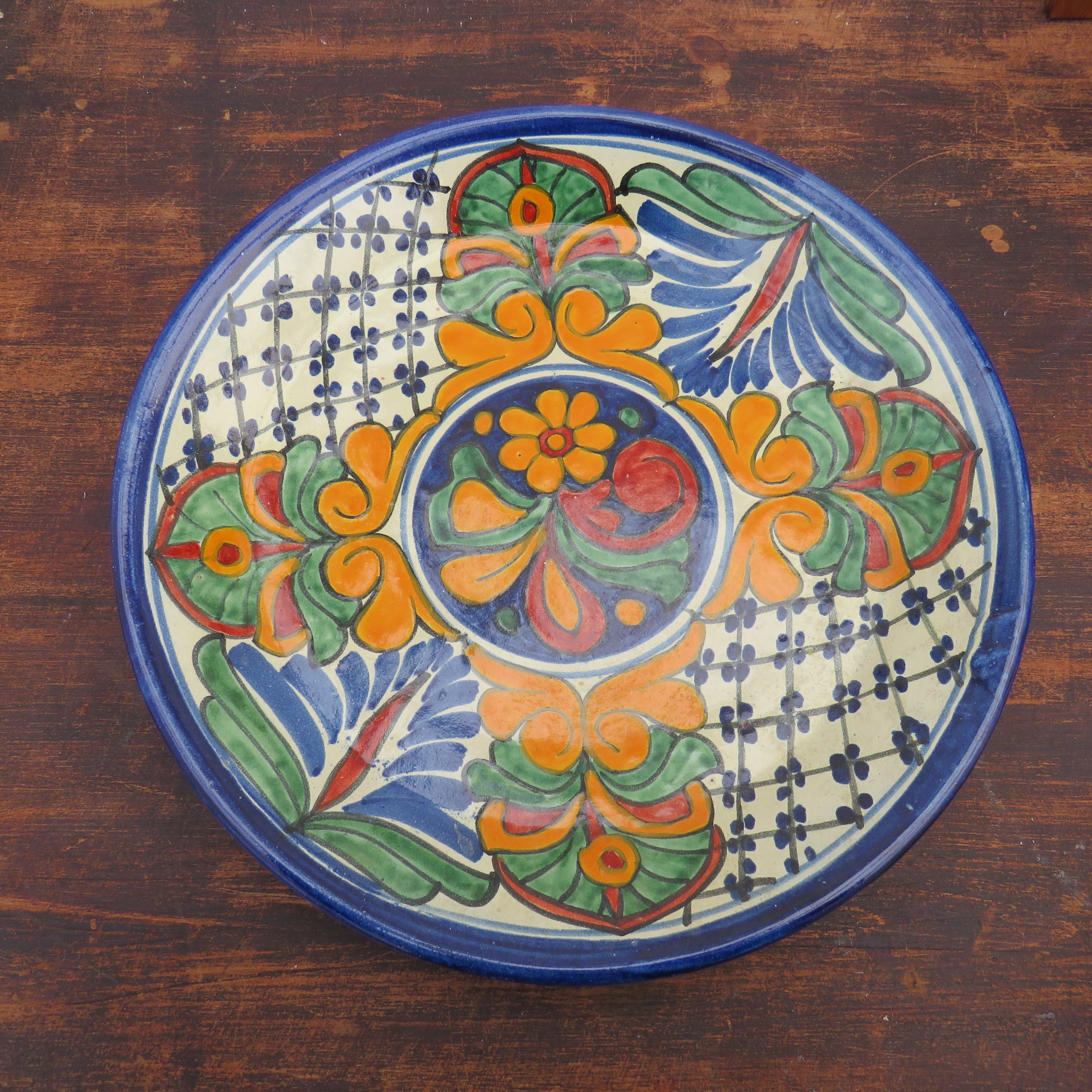 Decorative Mexican Hand Painted Ceramic Wall Plate 29.5 cm