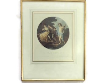 Abelard offering Hymen to Eloisa, after  Angelica KAUFFMAN (1741-1807) Stipple Engraving 1785 Framed.