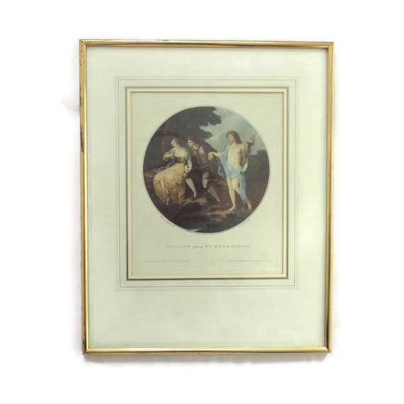 Abelard offering Hymen to Eloisa, after  Angelica KAUFFMAN (1741-1807) Stipple Engraving 1785 Framed.