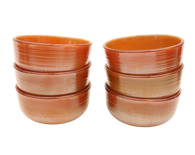 Mid Century French Amber Glass Dip Bowls - Set of 6