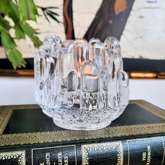 MId Century Modern Goran Warff For Kosta Boda Polar Ice Votive Candle Holder Made In Sweden Excellent Condition