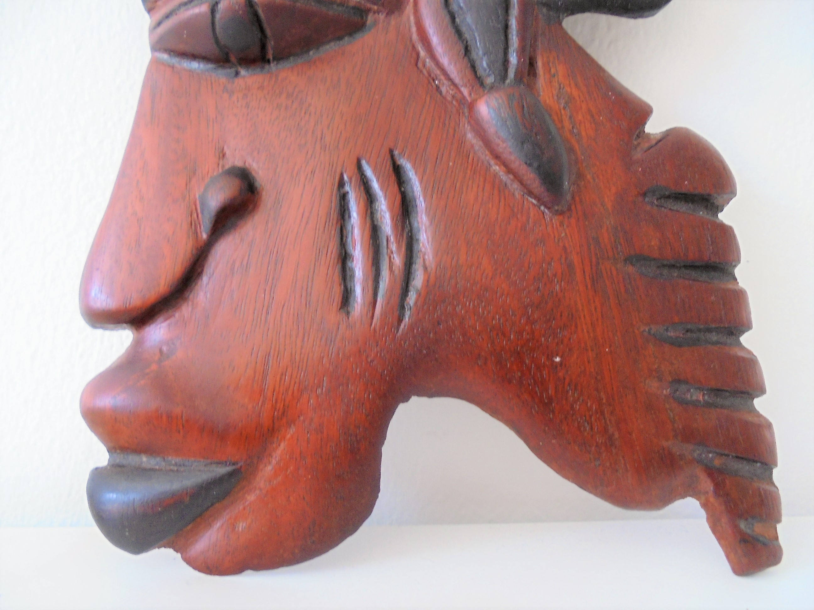 African Hand Carved Wooden Wall Hanging /African Woman face Carved in