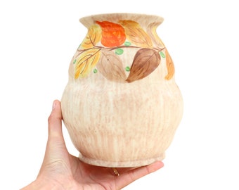 Large Art Deco Vase By Bewley with Autumnal Leaves Decoration, Autumn Vase, Deco Ceramic Vase