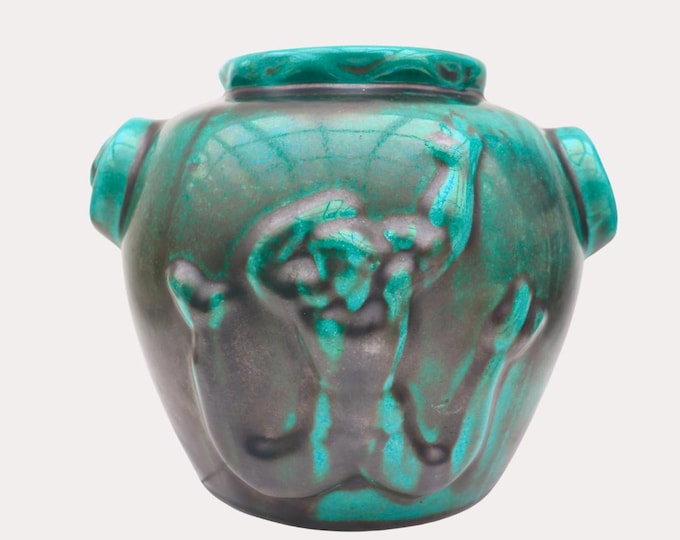 Swedish Art Deco Modernist Vase in Copper Oxide Glaze by Einar Luterkort for Ekeby