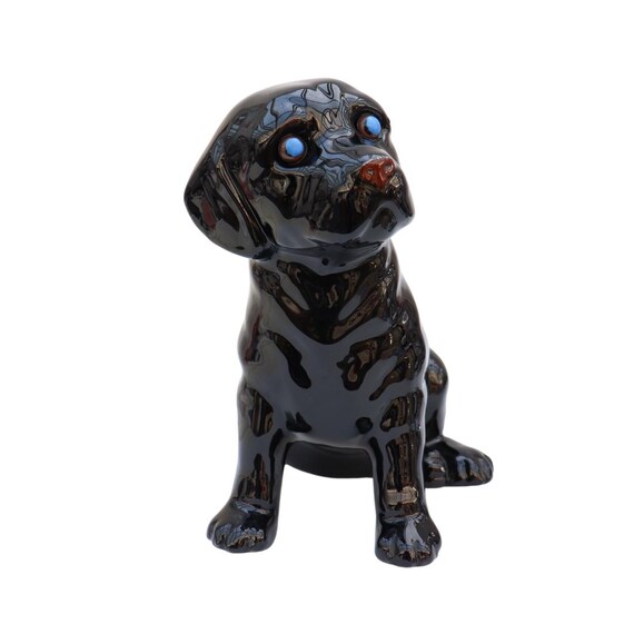 Large Black Labrador Puppy Ceramic Figure By Just Cats & CO 9'' tall , Stafforshire Ceramic Puppy